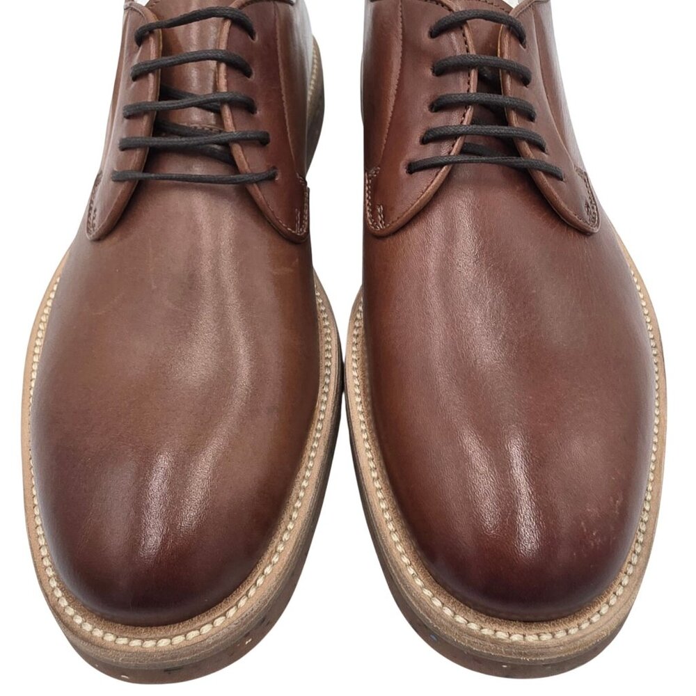 NEW Barneys New York 7656 Maine Burnished Brown Leather Derby Men 8.5 Dress Shoe - Picture 2 of 16